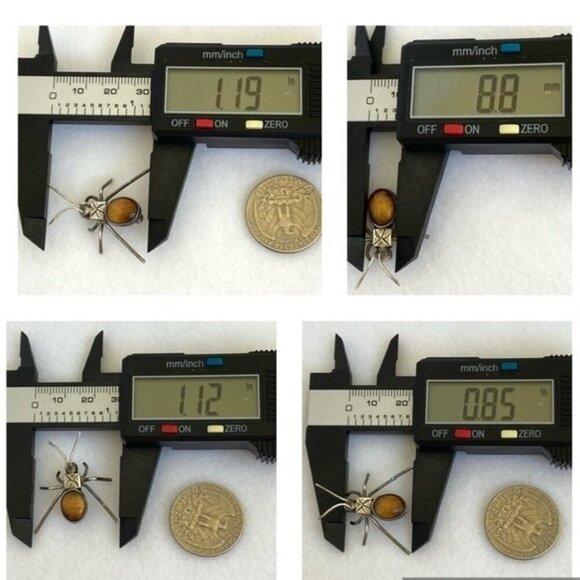 Sterling Silver 925 Oval Tigers Eye Cabochon Spider Critter Dainty Bug Brooch - Picture 9 of 16